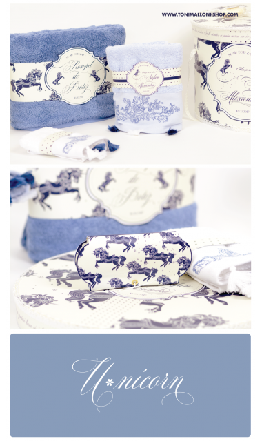 Trusou de botez brodat pentru baiati elegant cu unicorni, Butter Horse 4